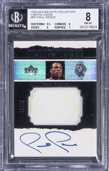 2003-04 UD "Exquisite Collection" Limited Logos #PP Paul Pierce Signed Game Used Jersey Card (#25/75) – BGS NM-MT 8/BGS 10